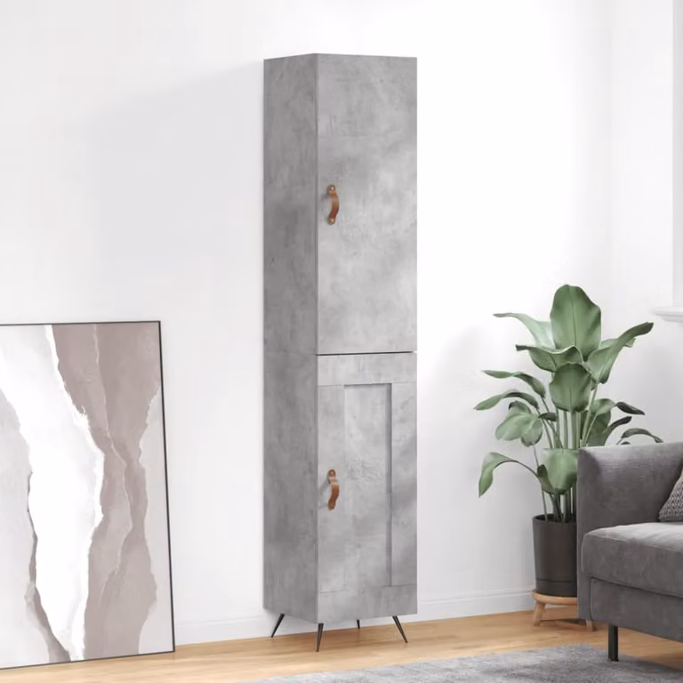 Credenza stile industriale vidaXL in legno e metallo, Grigio, L: 34,5 cm, P: 34 cm, H: 180 cm