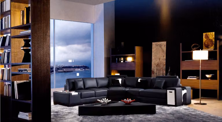 Designer Ecksofa Polster Wohnlandschaft Leder Couch Sofas Sofa XXL Big Ecke