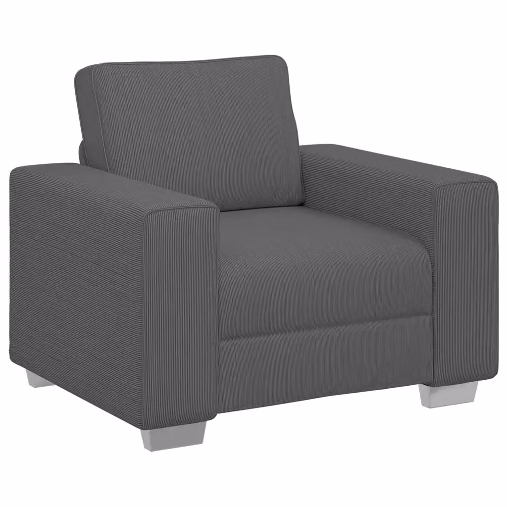 Poltrona Lounge moderna vidaXL in velluto a coste grigio con braccioli L/P/H: 100 x 77 x 82 cm – 2