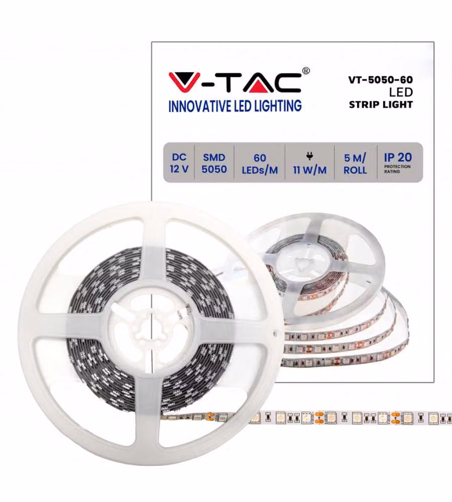 Strip LED SMD5050 11W/m 5m 60 LED/m Blu 12V IP20 10mm