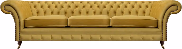 Chesterfield Luxus Sofa Dreisitzer Polstermöbel Modern Gelb Textil