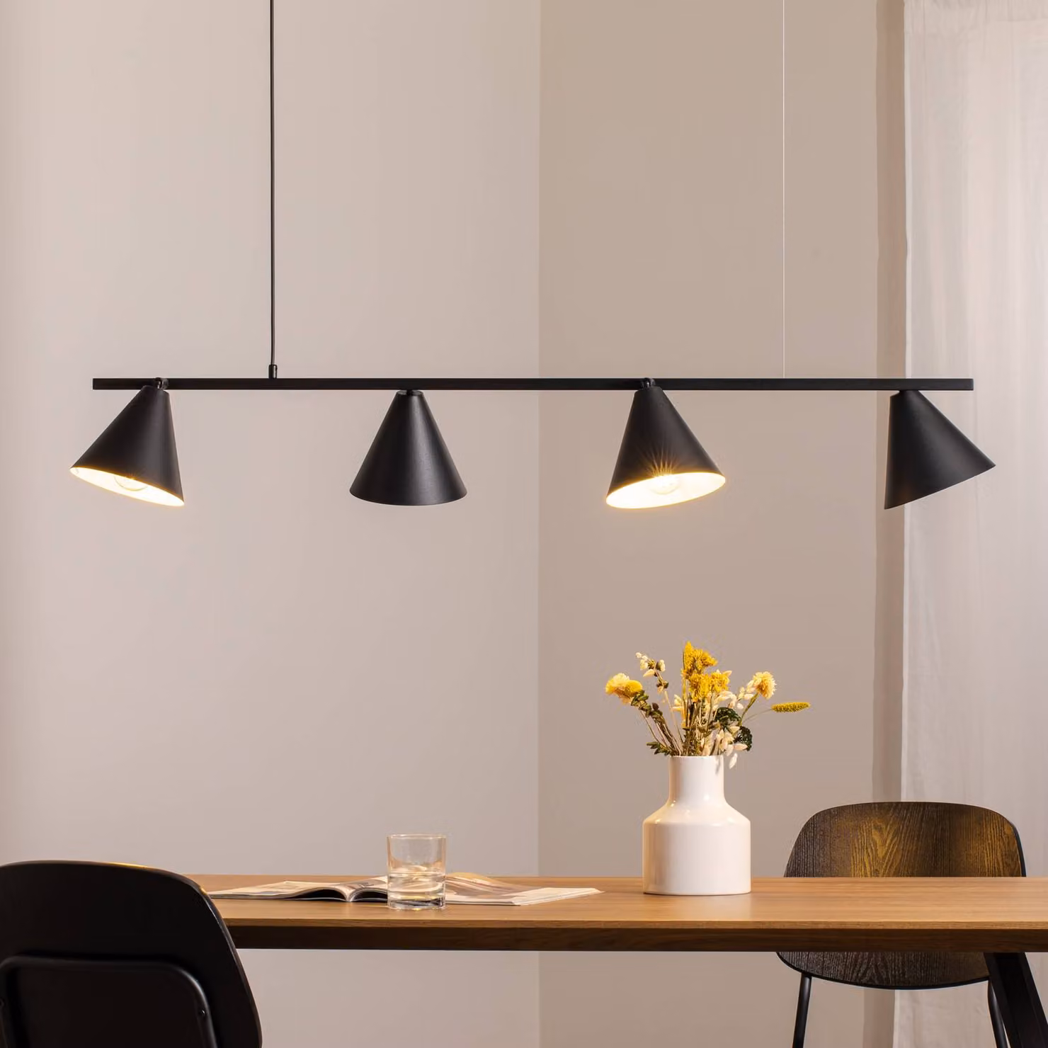 Lampada a sospensione Hängeleuchte Form 4 ALDEX, dimmerabile, Nero, Soggiorno / Sala da pranzo, Metallo, Moderno, Lampada a sospensione