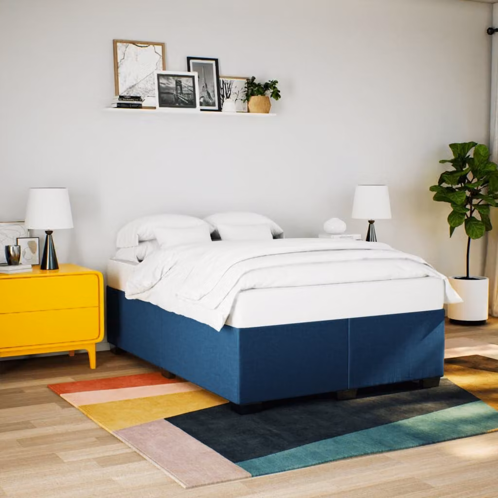 vidaXL Giroletto senza Materasso Blu in Tessuto L: 160 cm, P: 200 cm – 1
