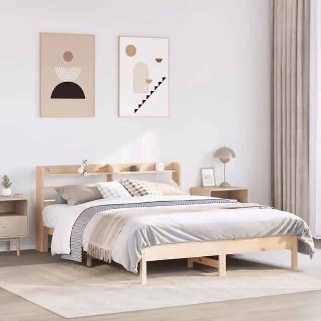 Letto senza materasso vidaXL in legno massello di pino rustico L: 160 cm, P: 200 cm, H: 300 cm