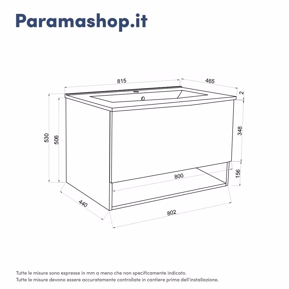 Mobile sospeso da bagno Sauris con cassetto e vano a giorno, rovere scuro, larghezza: 80 cm – 2