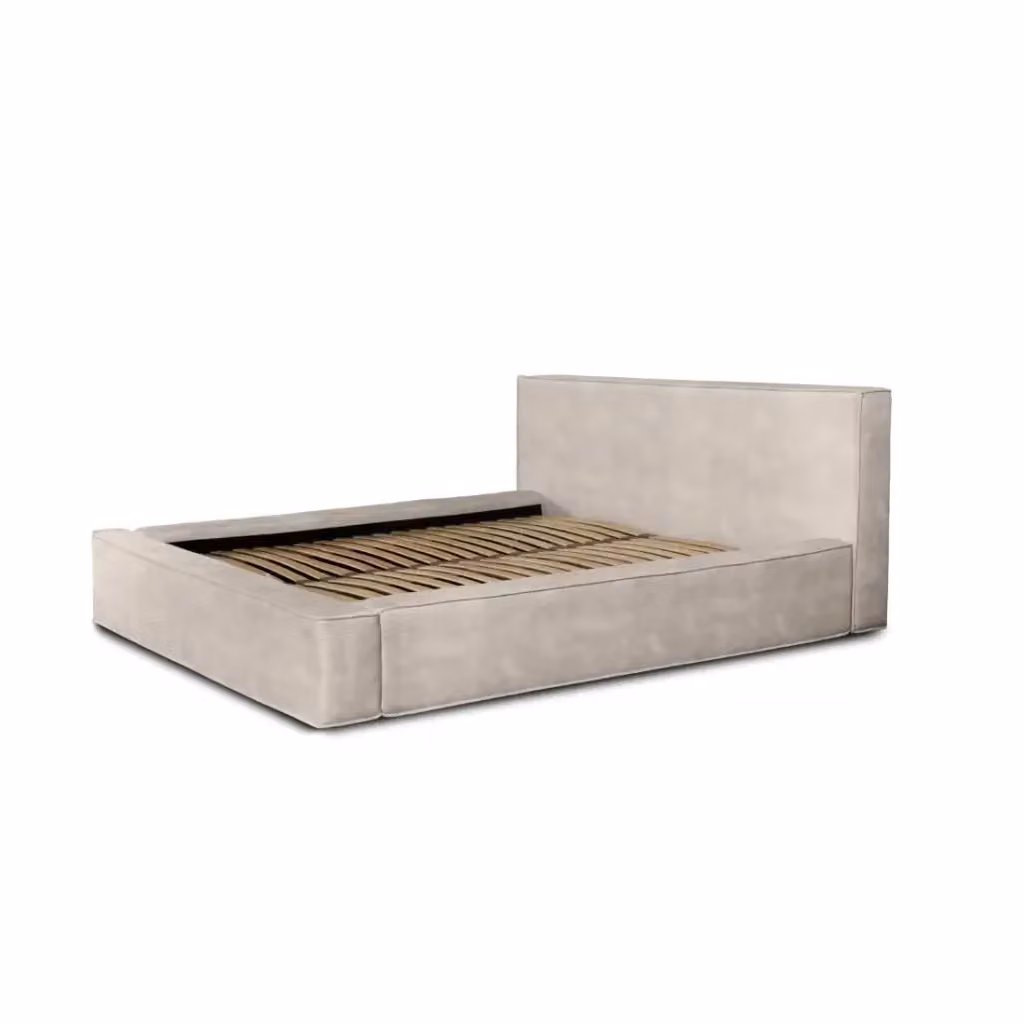 Letto contenitore VELORA Meublorama color sabbia in velluto con rete sollevabile L/P/H: 240 x 140 x 86 cm – 2
