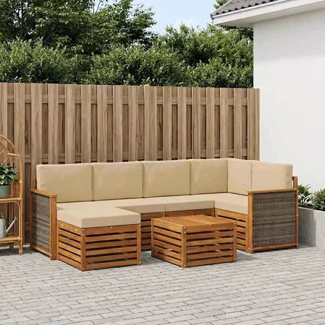 Set di divani da esterno 6 pz Naturale 3384589