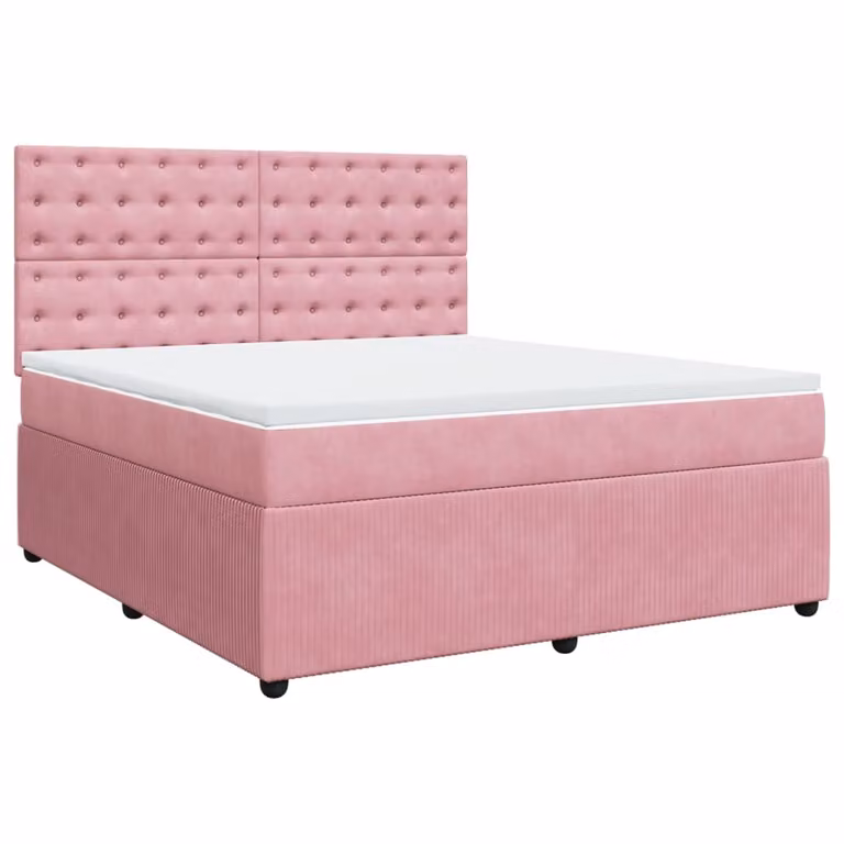 Giroletto a Molle con Materasso Rosa 180x200 cm in Velluto