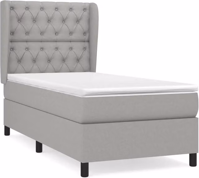 Letto singolo | Letto per adulti | Giroletto a Molle con Materasso Grigio Chiaro 80x200 cm Tessuto