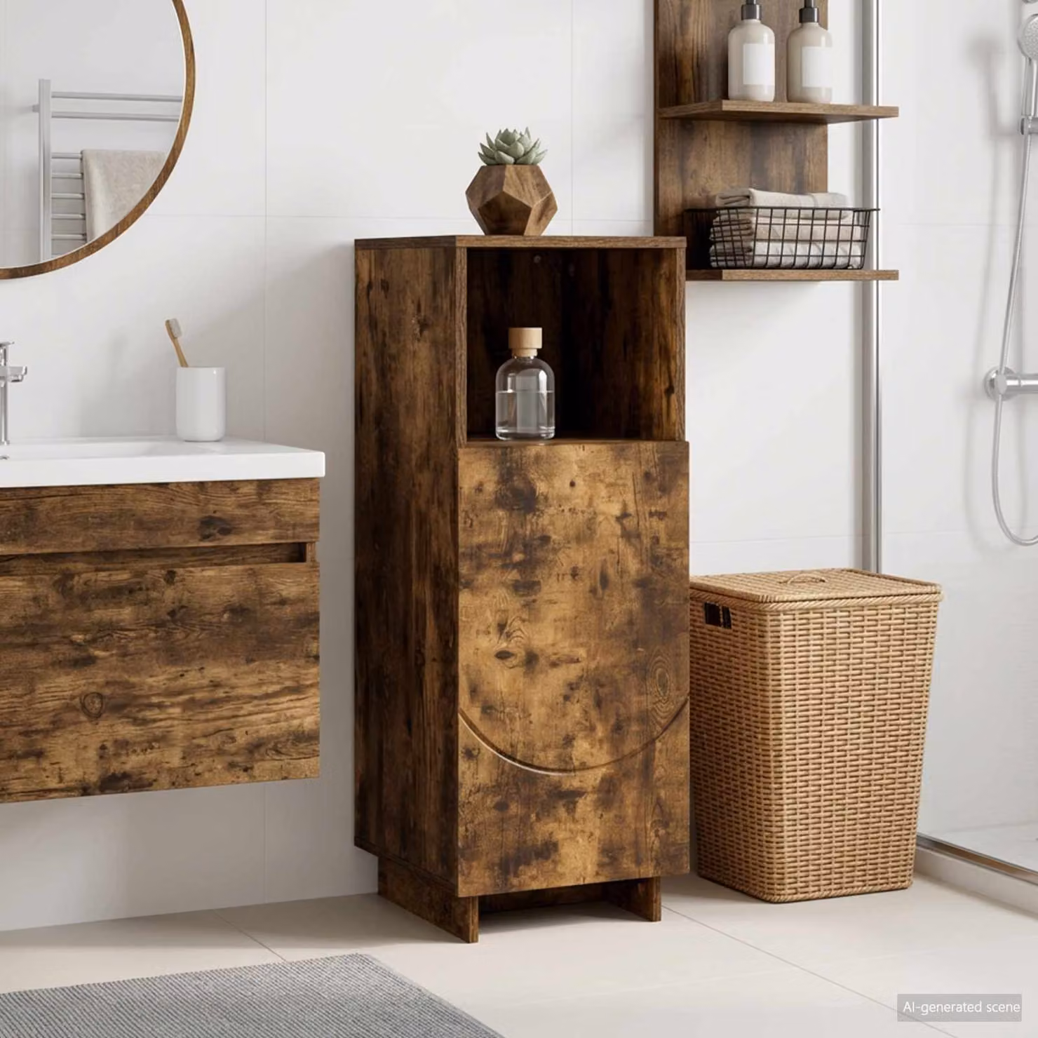 Mobile bagno vidaXL Rovere Fumo, L/P/H: 36,5 x 38 x 95 cm