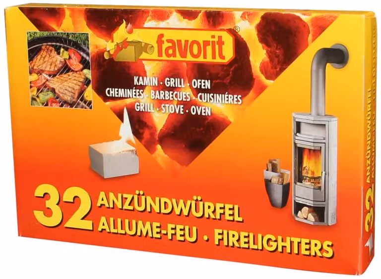 Favorit 1250 Anzündewürfel für Grill, Kamin und Ofen, Anzünder auf Kerosinbasis