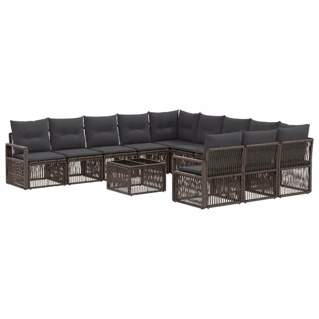 Set Divano da Giardino a Forma di U vidaXL Grigio con Cuscini e Tavolino in Polyrattan e Metallo – 2