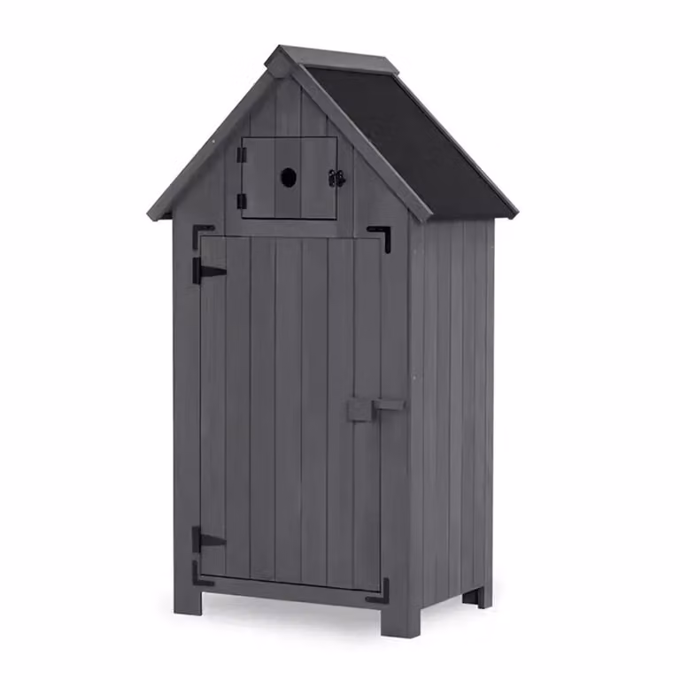 Casetta da giardino resistente alle intemperie Casetta per attrezzi in legno 65 x 46 x 137 cm IG10 grigio