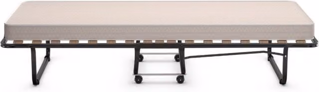 Letto brandina pieghevole con materasso in memory foam e struttura in metallo con 4 ruote girevoli, colore beige, L/P/H: 200 x 80 x 40 cm