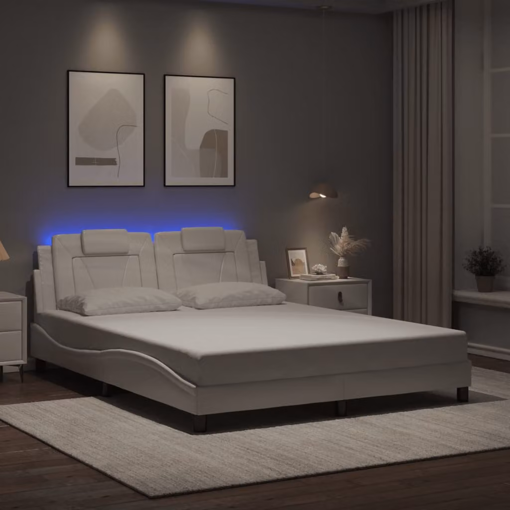 vidaXL Giroletto Viana con LED e porta USB Bianco L: 160 cm, P: 200 cm – 1