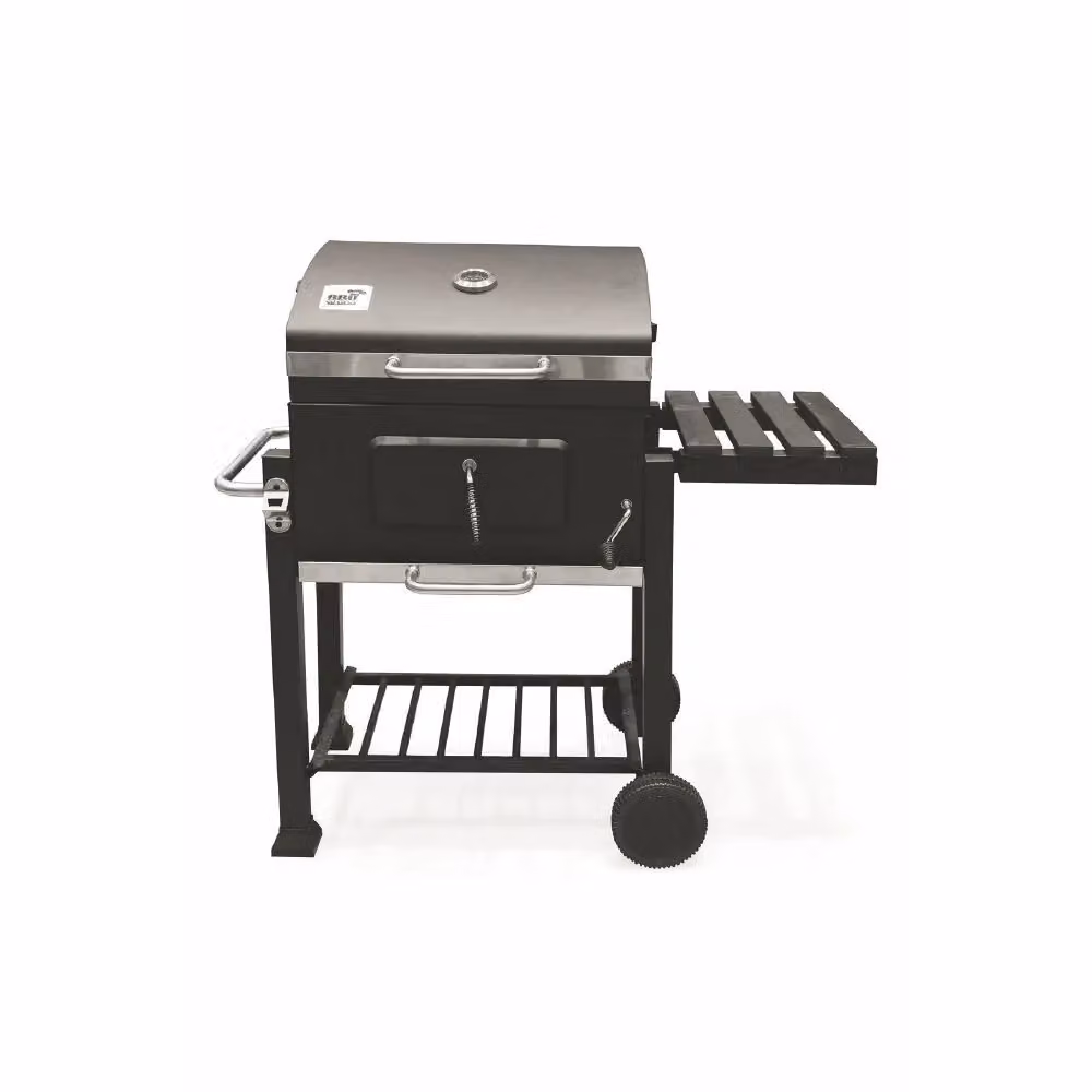 Barbecue rettangolare de luxe con coperchio KOOPER in acciaio inossidabile nero L: 116 cm, P: 56 cm, H: 109 cm – 2