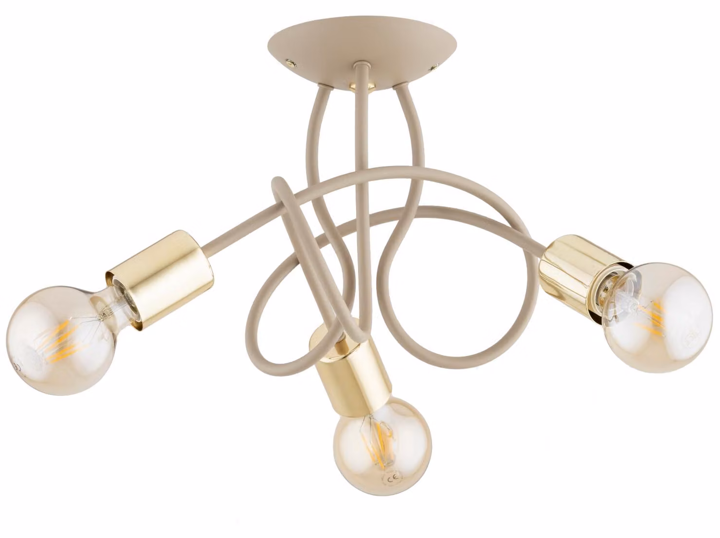 Lampada a sospensione con bracci intrecciati HOSSA, beige, 3xE27x15W, metallo, dimensioni: 25x39x39 cm, IP20, Alfa