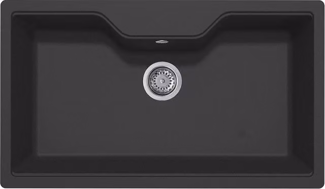 Lavello Elleci a incasso con una vasca in quarzo nero Fox 360 L 86 x P 50 cm