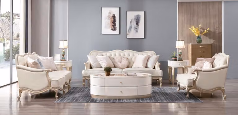 Wohnzimmer Sofagarnitur 3+2+1 Sitzer Set Polster Couchen Stoff Design Klassisch