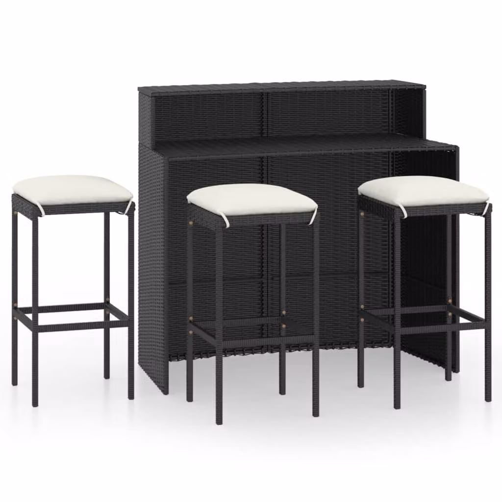 Set Bar da Giardino 4 pz con Cuscini Nero