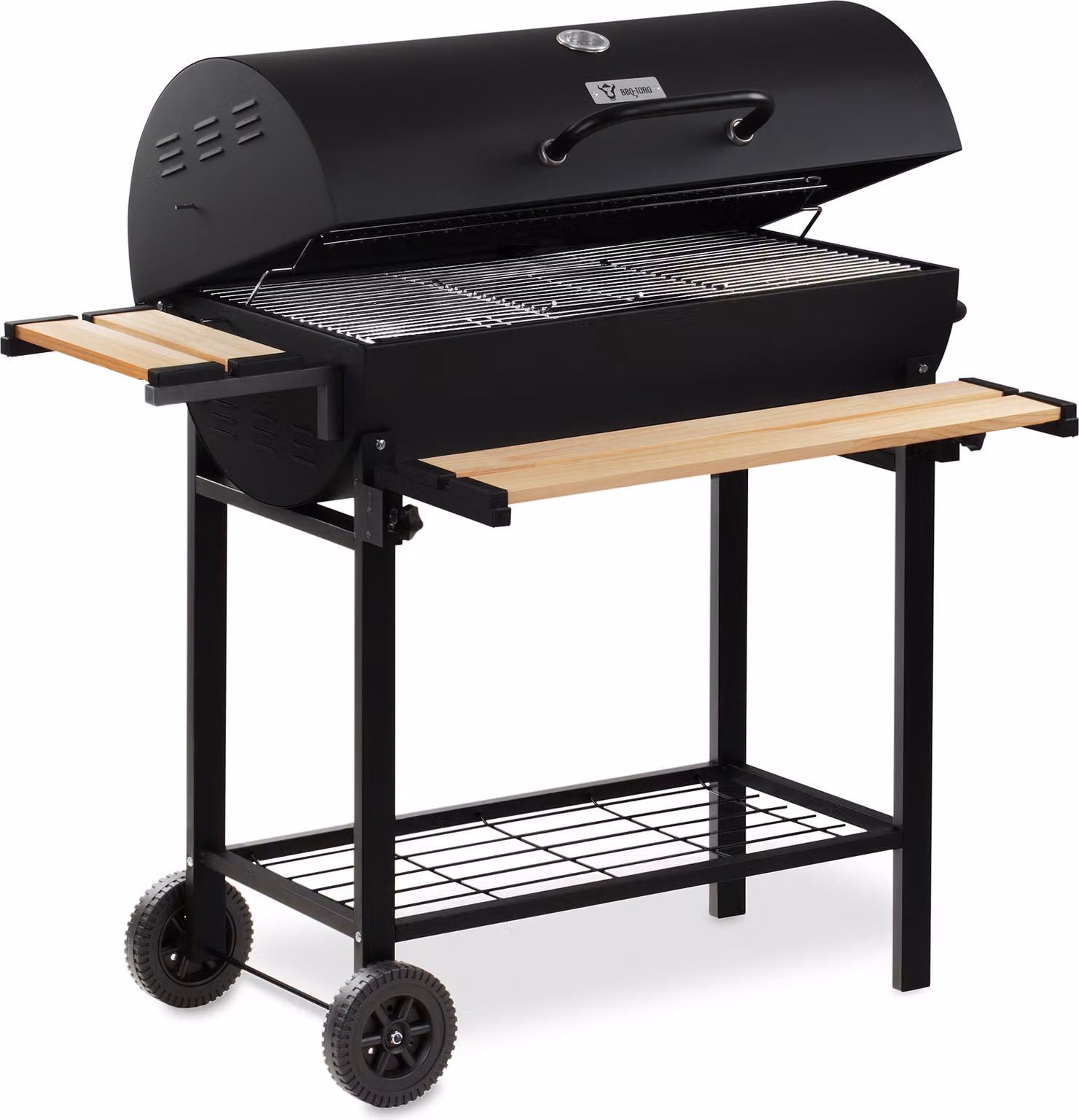 Carrello per barbecue a carbonella BBQ-Toro | Carrello mobile per barbecue a carbonella Premium, incl. termometro, griglia per affumicatore