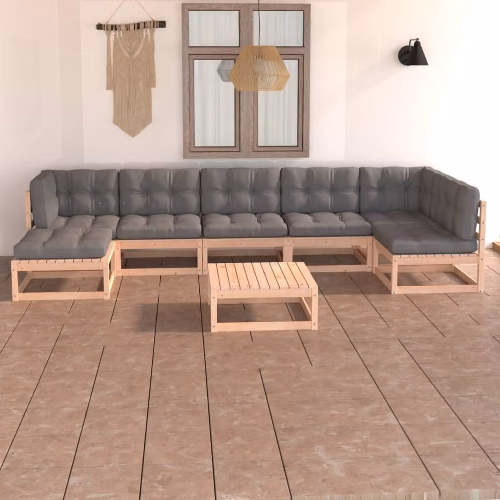Maison Exclusive - Set da giardino 8 pezzi con cuscini in legno massello di pino
