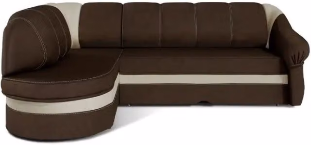 Divano angolare sinistro convertibile BENANA MEUBLORAMA marrone e crema con contenitore L 250 cm x P 85 cm x H 135 cm – 1