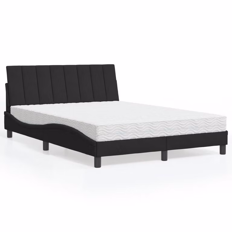 Letto con Materasso Hanko vidaXL in Velluto Nero L/P: 140 x 200 cm