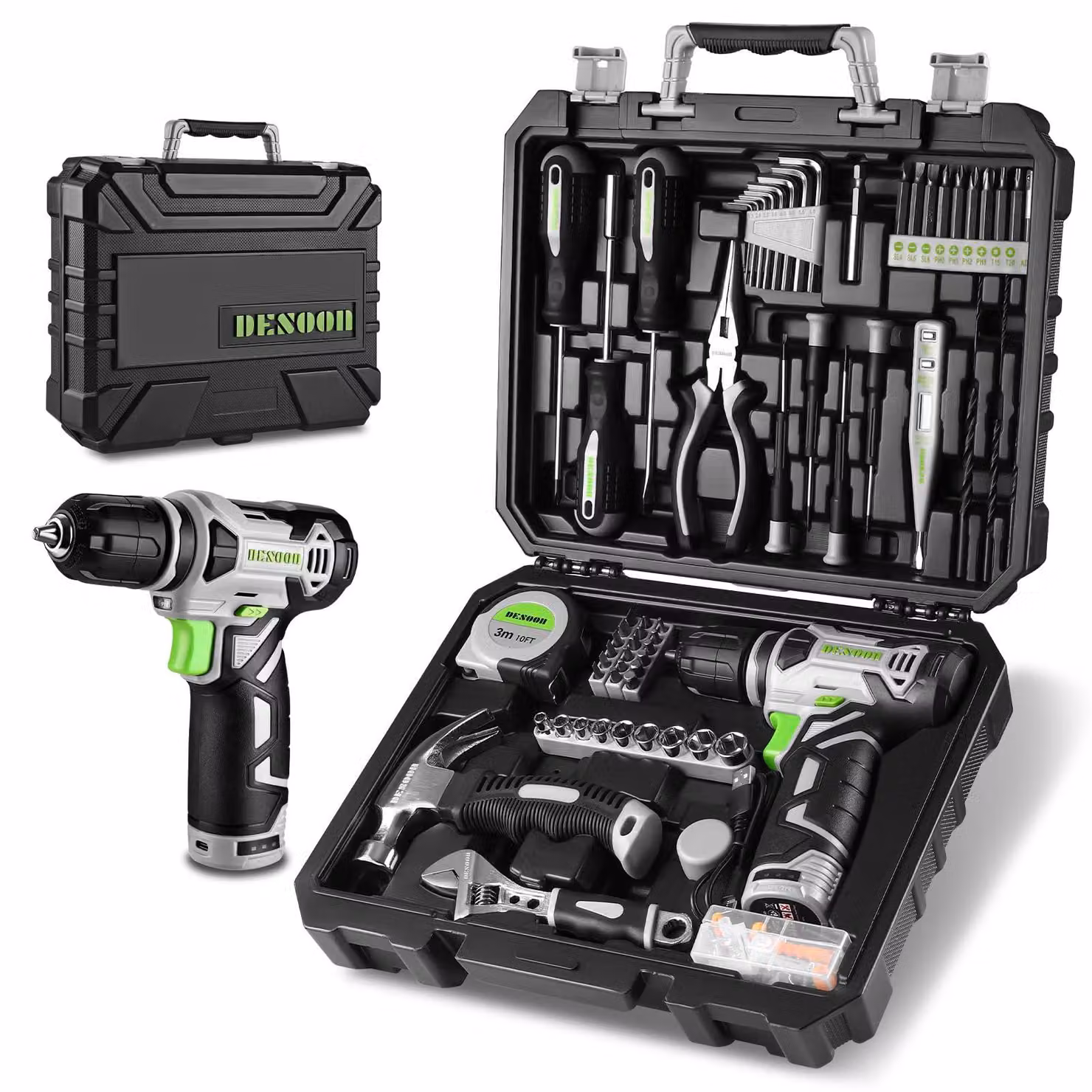 Trapano a batteria da 12 V - 1,5 Ah, con batteria e velocità di rotazione di 800 giri al minuto