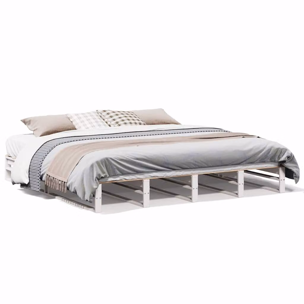 Letto senza materasso vidaXL in legno massello di pino bianco L 180 cm x P 200 cm