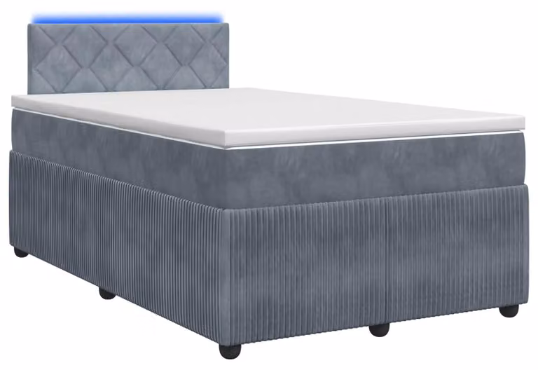 Letto a molle con materasso grigio scuro 120 x 200 cm in velluto