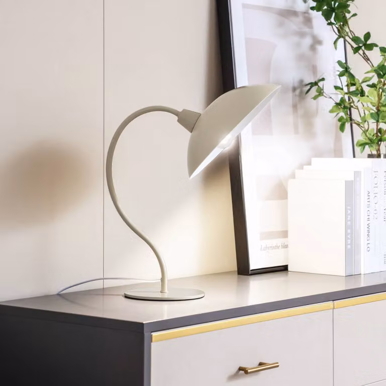 Lampada da tavolo Arvadon Lucande, Crema / Ambra, Soggiorno / Sala da pranzo, Metallo, Moderno, Lampada da tavolo