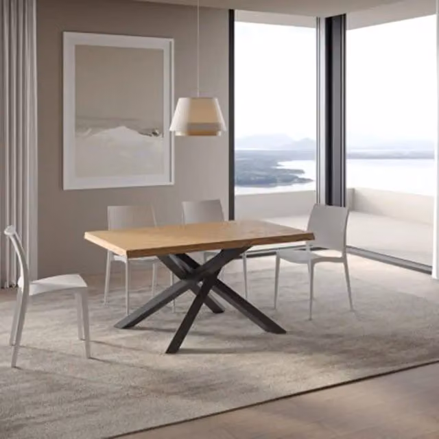 Tavolo allungabile Itamoby Versalux in rovere e metallo, L/P/H: 140/240 x 90 x 75 cm, colore rovere e antracite