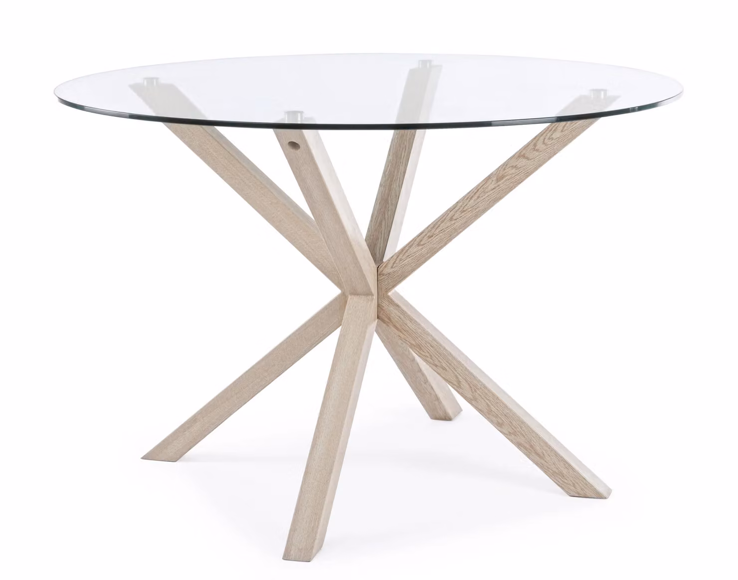 Tavolo MAY in vetro rotondo con gamba naturale diametro 114 cm