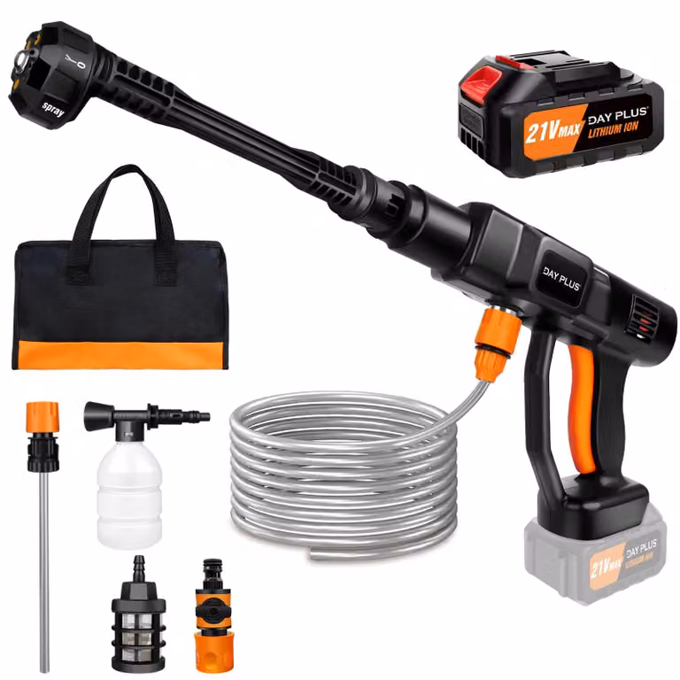 Idropulitrice a batteria - Modello WZ-XCJ - Pressione dell'acqua regolabile - Batteria inclusa - Tubo dell'acqua incluso - Adatta per auto e pavimenti
