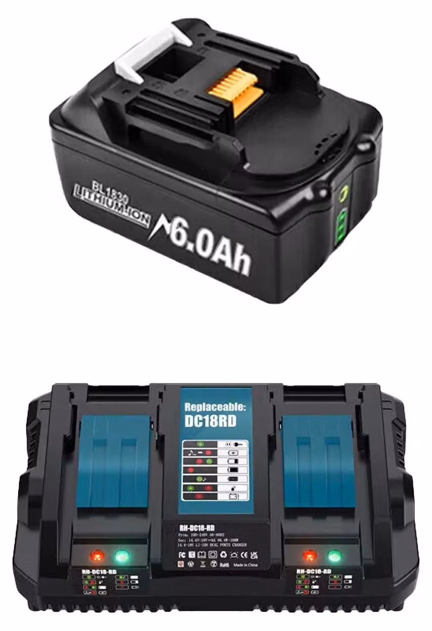 Batteria di ricambio, capacità 6000mAh/8000mAh, tensione 18V, 6.0Ah Set 4