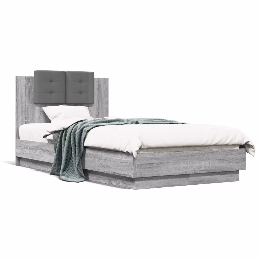 vidaXL Giroletto con Testiera in Legno Multistrato Grigio Sonoma L: 75 cm, P: 194,5 cm, H: 84 cm – 2