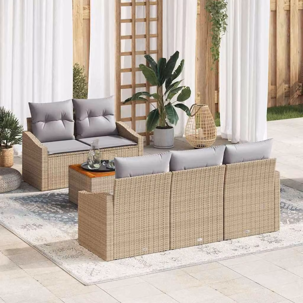 Maison Exclusive - Set Divano da Giardino 6 pcs Beige e Grigio Chiaro polyrattan