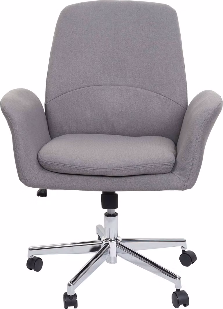 Sedia da ufficio MCW-K23, sedia da scrivania girevole con schienale, in tessuto con braccioli ~ grigia