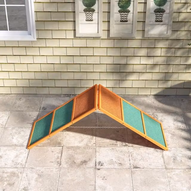 Rampa per cani WISHDOR pieghevole e regolabile in legno antiscivolo, arancione, L 173 cm x P 59 cm x H 66 cm