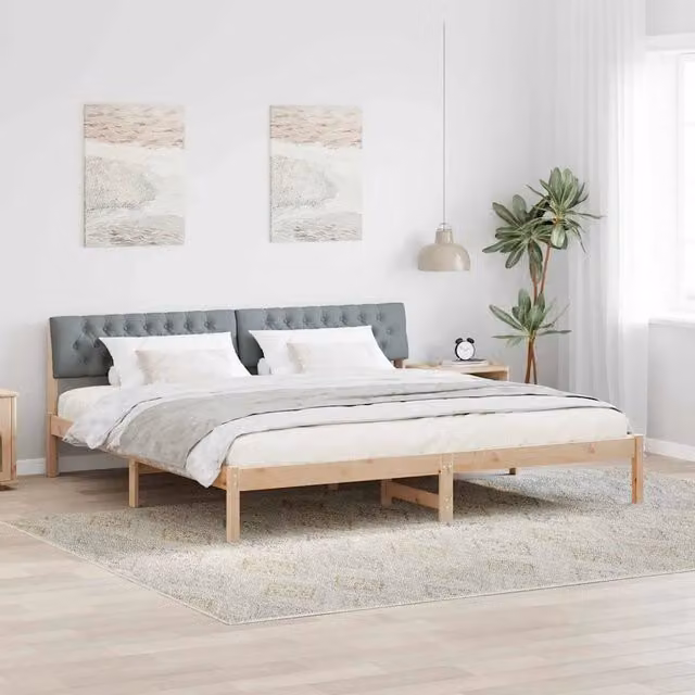 Struttura del letto-Giroletto Marrone e grigio chiaro 200 x 200 cm 514570