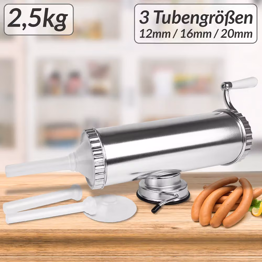 Insaccatrice manuale Deuba in acciaio inossidabile color argento, capacità 2,5 kg – 2
