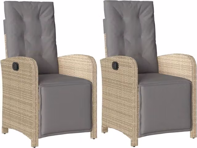 Sedie da Giardino Reclinabili 2 pz | Sedie da Esterno con Poggiapiedi Polyrattan