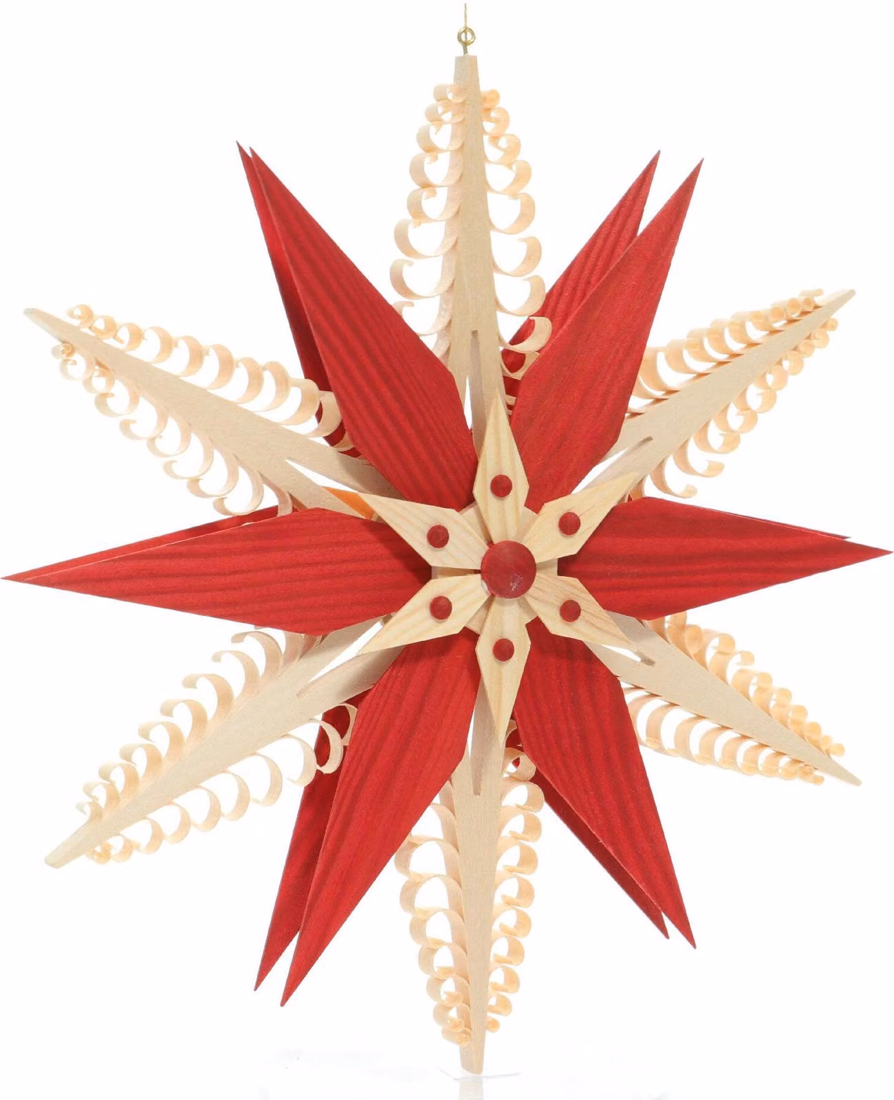 Decorazione per finestre a forma di stella spagnola, con 2 stelle rosse al centro (su entrambi i lati). Dimensioni: 24x24x3,5 cm. Nuovo