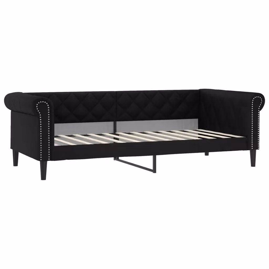 Letto da Giorno Nero vidaXL con Struttura Imbottita L: 90 cm x P: 200 cm – 2