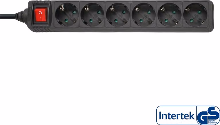 InLine® 16465T Striscia di prese, contatto di terra a 6 vie, con interruttore, 5 m, nero