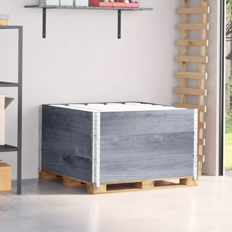Set di 3 pareti per pallet vidaXL in legno massello di pino, colore grigio, L 100 x L 100 cm