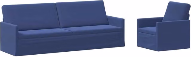 Set di 2 divani moderni vidaXL in velluto blu con struttura in metallo per soggiorno o ufficio
