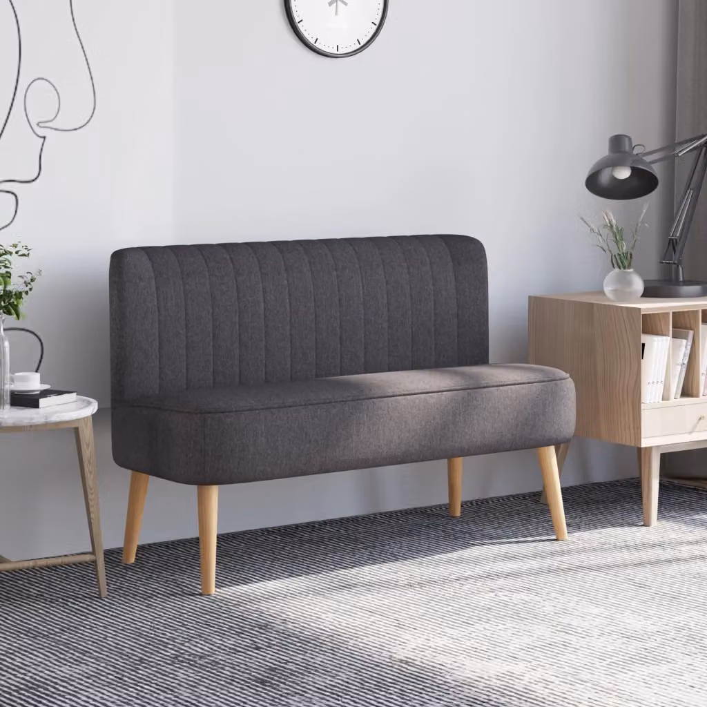 Divano 2 Posti Moderno Giordanoshop in Tessuto Grigio con Gambe in Legno L/P/H: 117 x 56,5 x 77 cm – 2