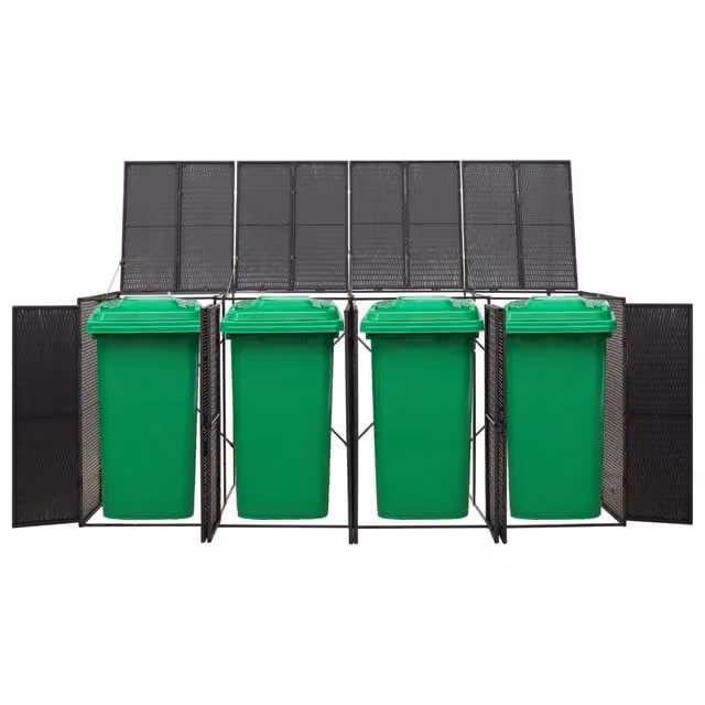 Copribidone Quadruplo Nero 274x80x117 cm in Polyrattan 319863